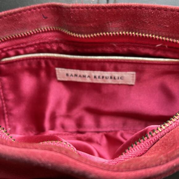 Banana Republic | Pink Rosette Suede Leather Clutch Handbag Purse Vintage Retro - Picture 3 of 10